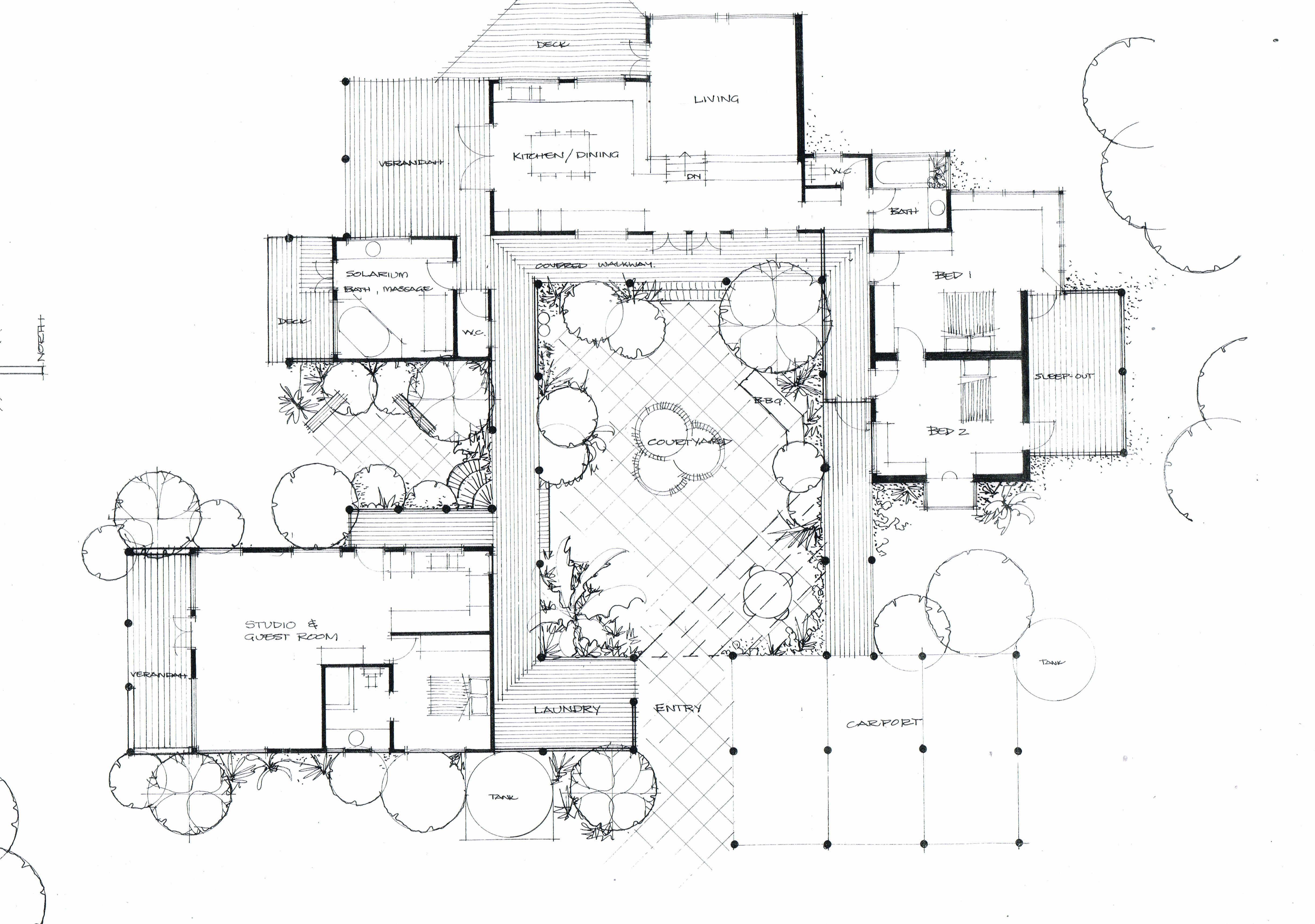Pool House Plans with Courtyard